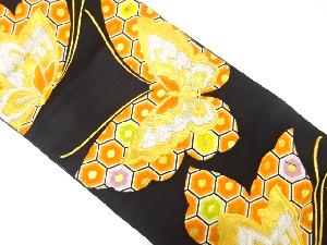 アンティーク　蝶に亀甲模様織出し袋帯（着用可）